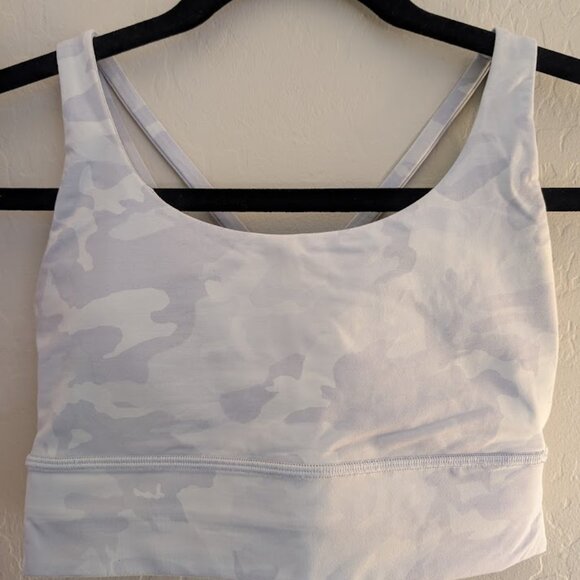 lululemon Energy Longline Bra Medium Support, B–C Cups, Sz 6, Light Blue Camo - Picture 1 of 4